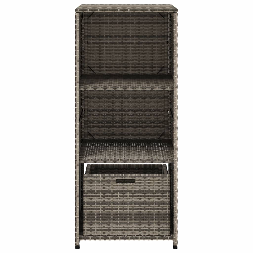 Stylish Grey Poly Rattan Garden Storage Cabinet 50x55x115 cm