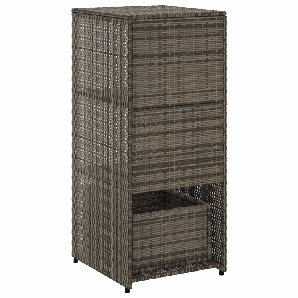 Stylish Grey Poly Rattan Garden Storage Cabinet 50x55x115 cm