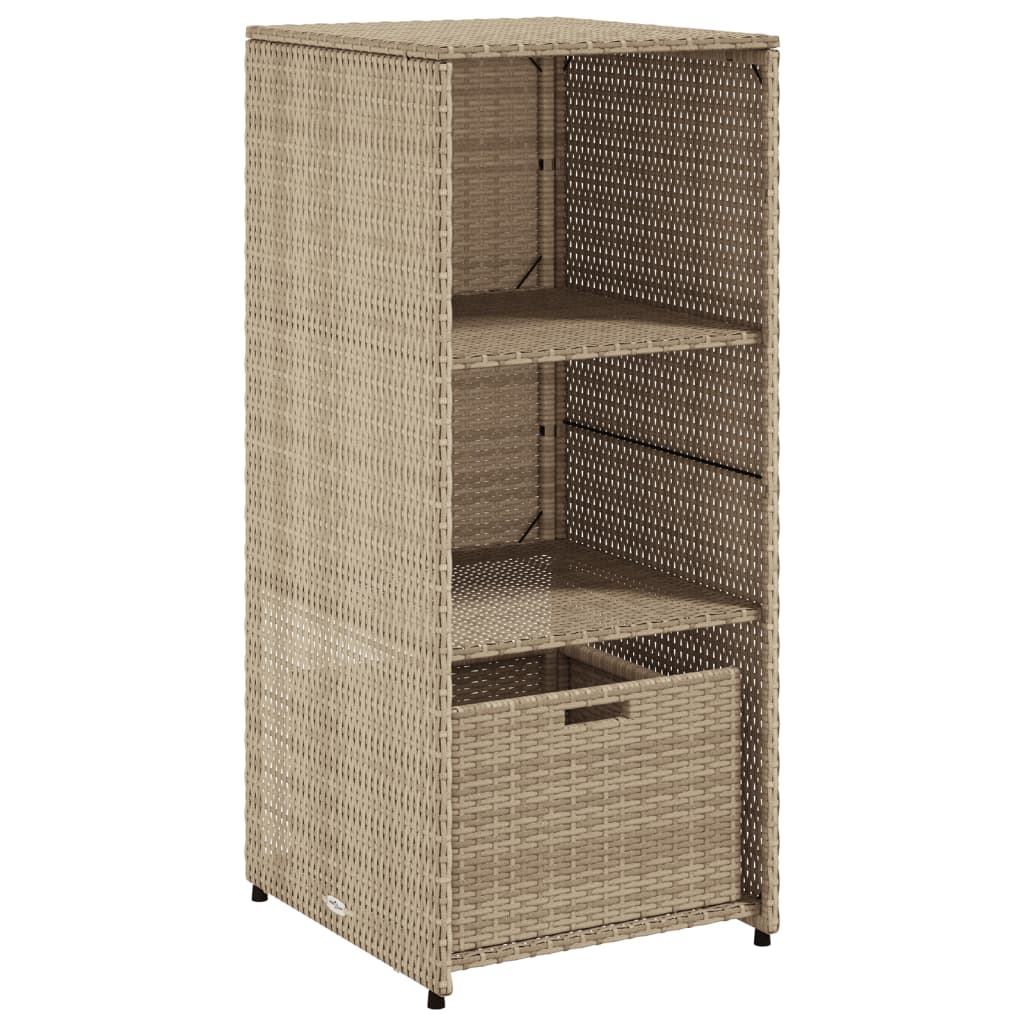 Beige Poly Rattan Garden Storage Cabinet 50x55x115 cm