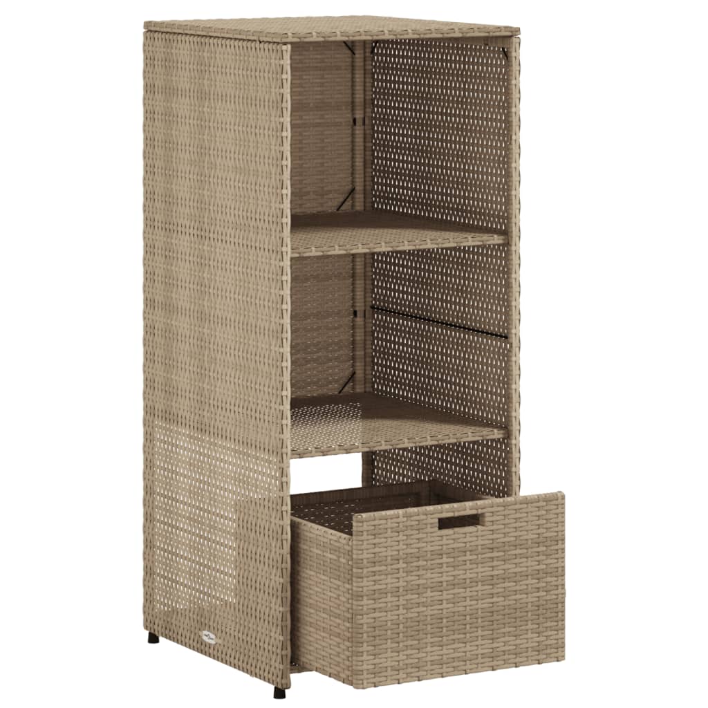 Beige Poly Rattan Garden Storage Cabinet 50x55x115 cm