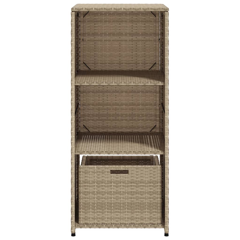 Beige Poly Rattan Garden Storage Cabinet 50x55x115 cm