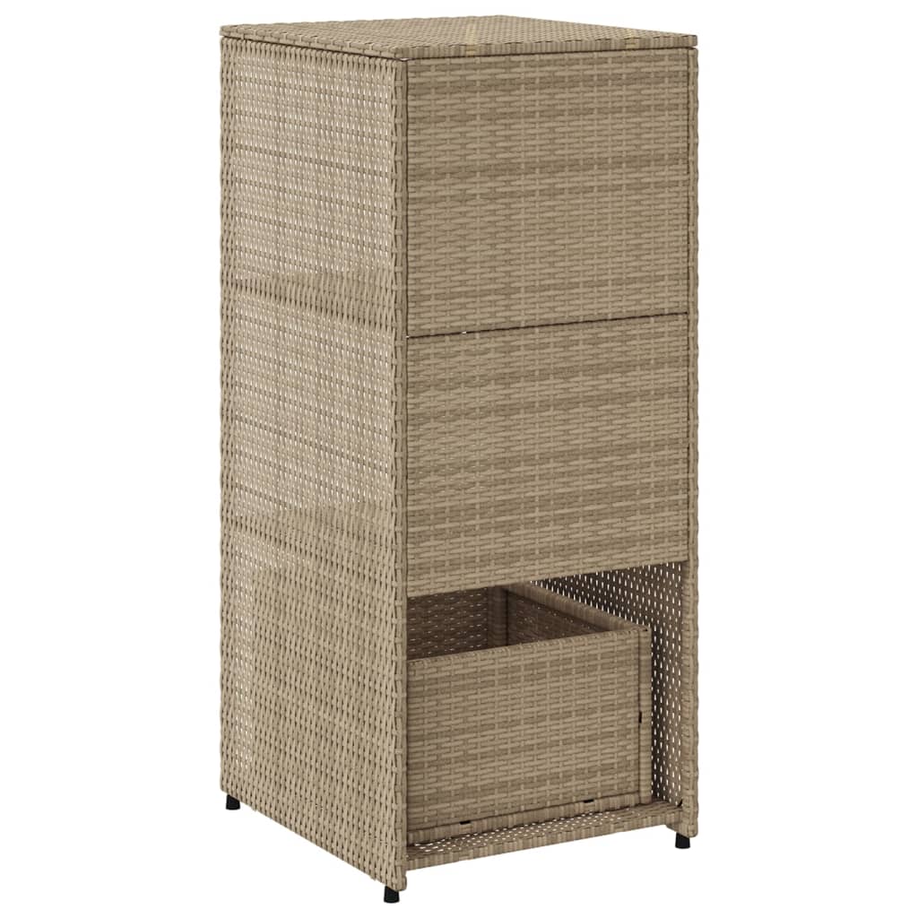 Beige Poly Rattan Garden Storage Cabinet 50x55x115 cm
