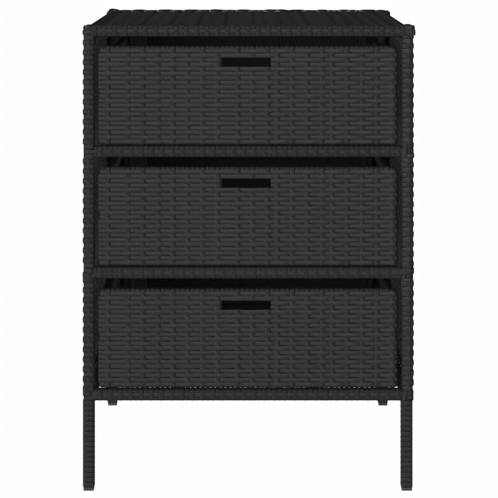 Black Poly Rattan Garden Storage Cabinet - 55x59x80 cm