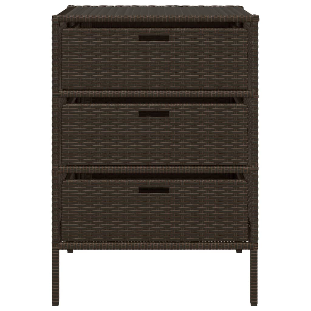 Brown Poly Rattan Garden Storage Cabinet 55x59x80 cm