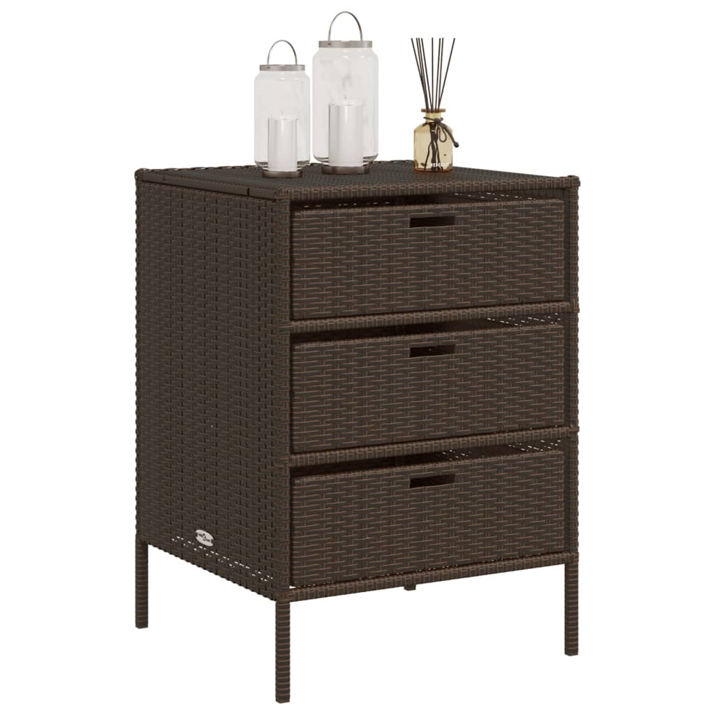 Brown Poly Rattan Garden Storage Cabinet 55x59x80 cm