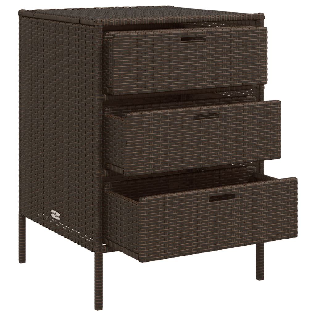 Brown Poly Rattan Garden Storage Cabinet 55x59x80 cm
