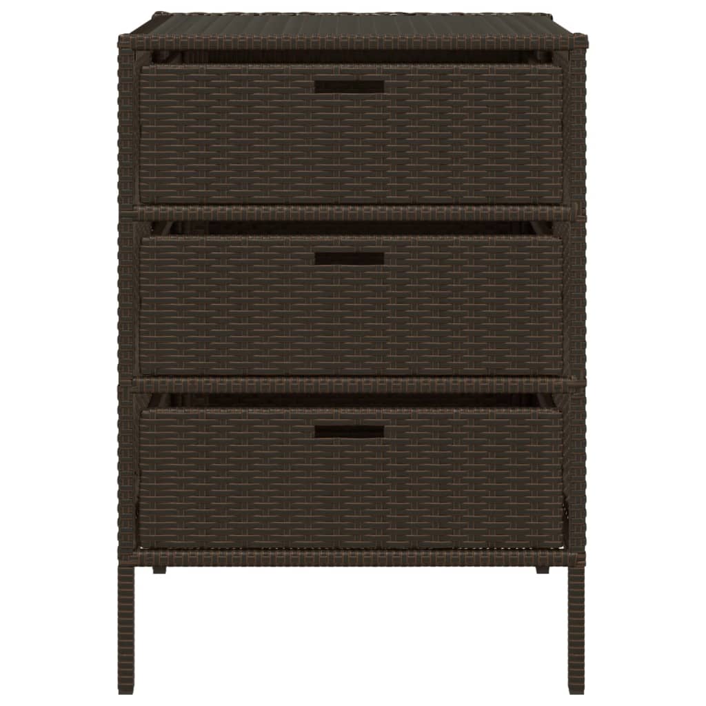 Brown Poly Rattan Garden Storage Cabinet 55x59x80 cm