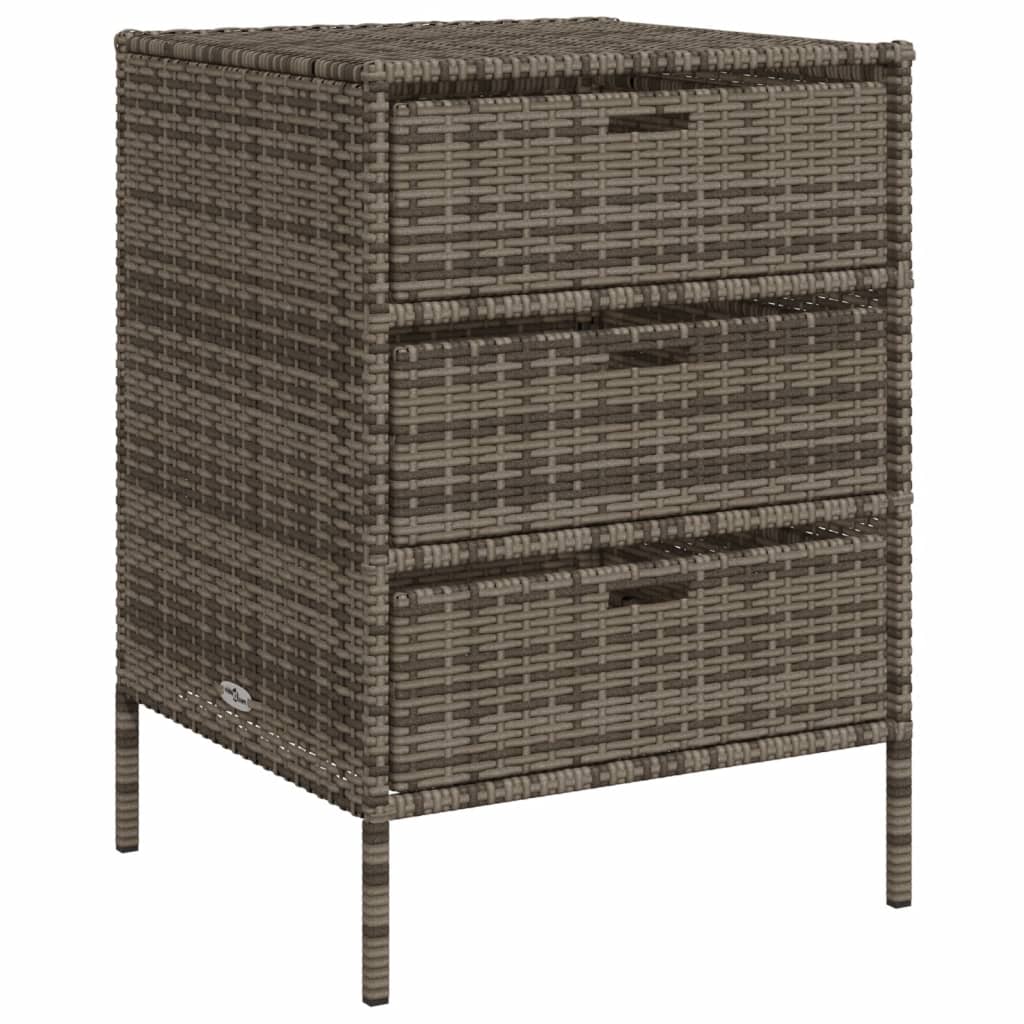 Poly Rattan Garden Storage Cabinet, Grey, 55x59x80 cm