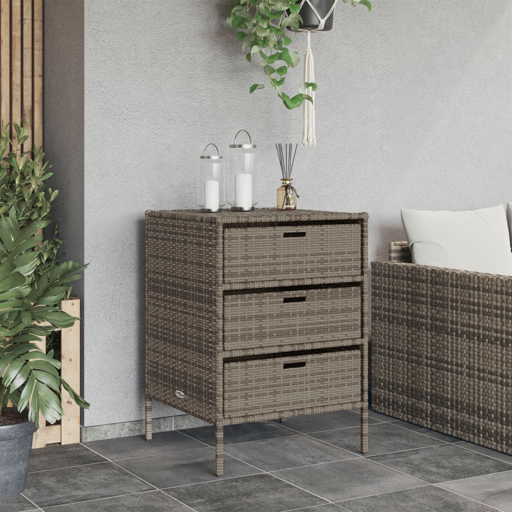 Poly Rattan Garden Storage Cabinet, Grey, 55x59x80 cm
