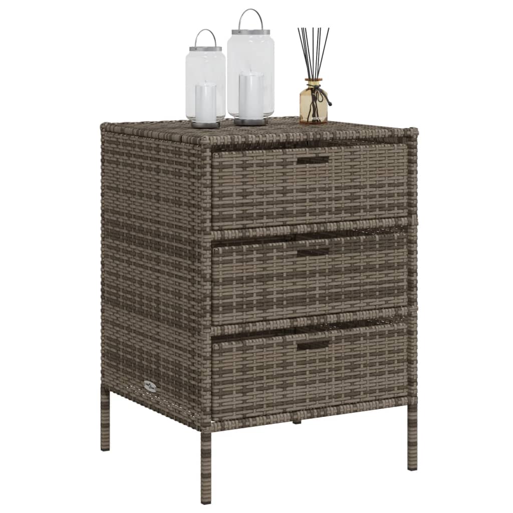 Poly Rattan Garden Storage Cabinet, Grey, 55x59x80 cm