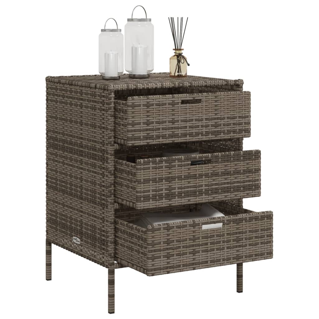Poly Rattan Garden Storage Cabinet, Grey, 55x59x80 cm