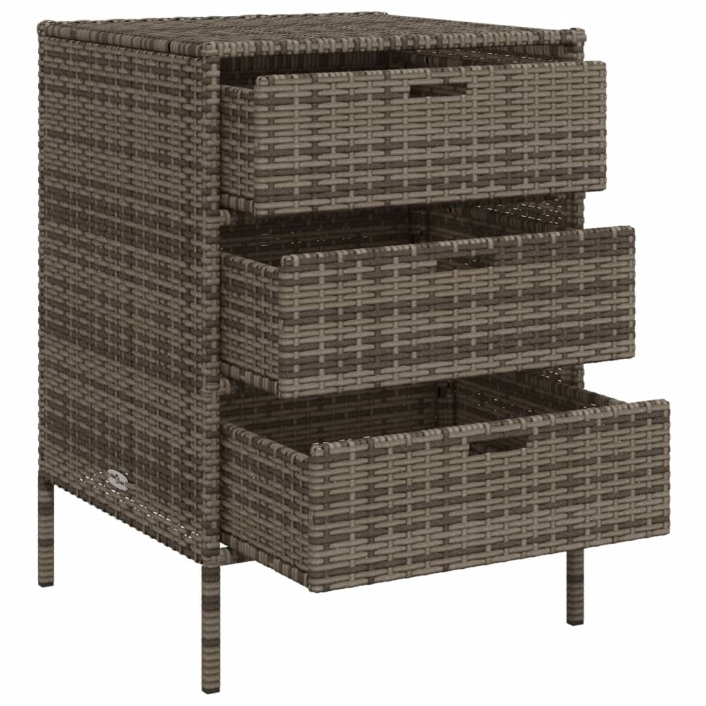 Poly Rattan Garden Storage Cabinet, Grey, 55x59x80 cm