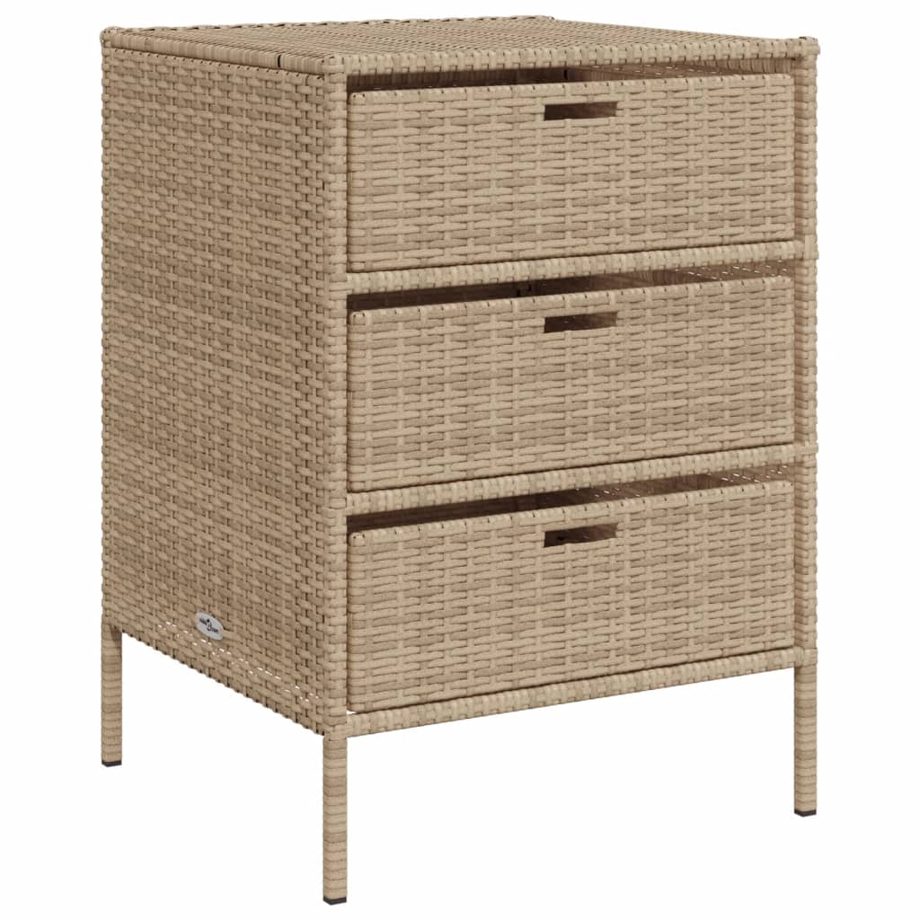 Beige Poly Rattan Garden Storage Cabinet 55x59x80 cm
