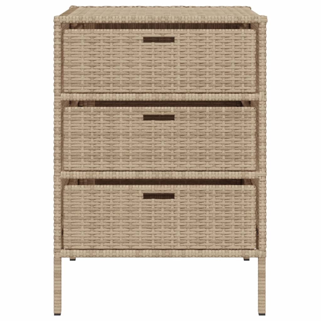 Beige Poly Rattan Garden Storage Cabinet 55x59x80 cm