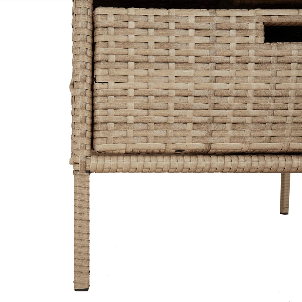 Beige Poly Rattan Garden Storage Cabinet 55x59x80 cm