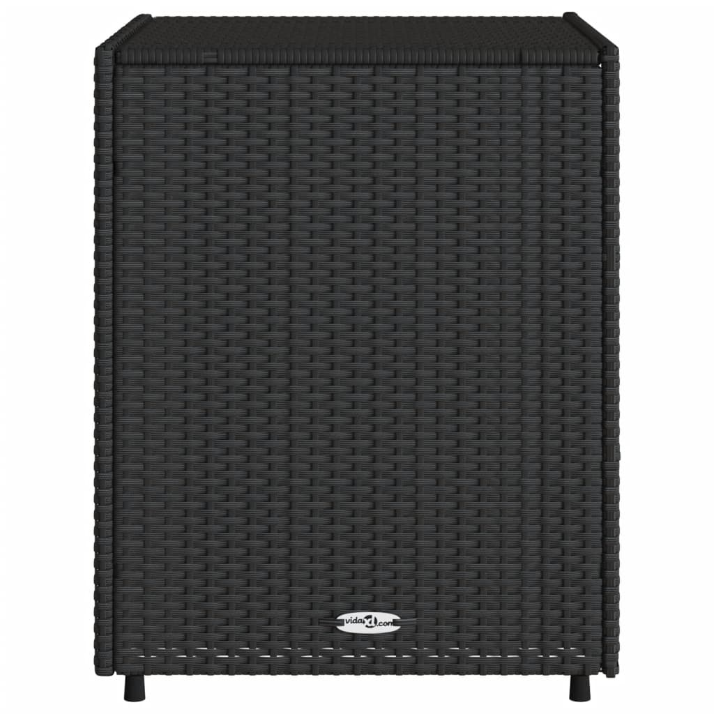 Black Poly Rattan Garden Storage Cabinet - 55x59x69 cm