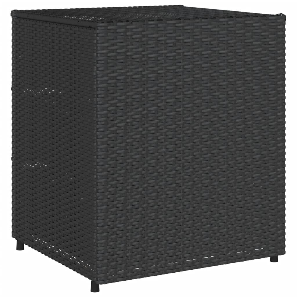 Black Poly Rattan Garden Storage Cabinet - 55x59x69 cm