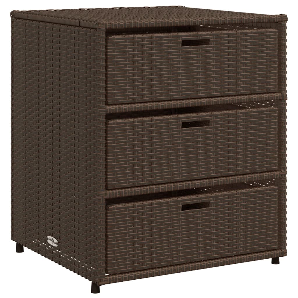 Brown Poly Rattan Garden Storage Cabinet - 55x59x69 cm