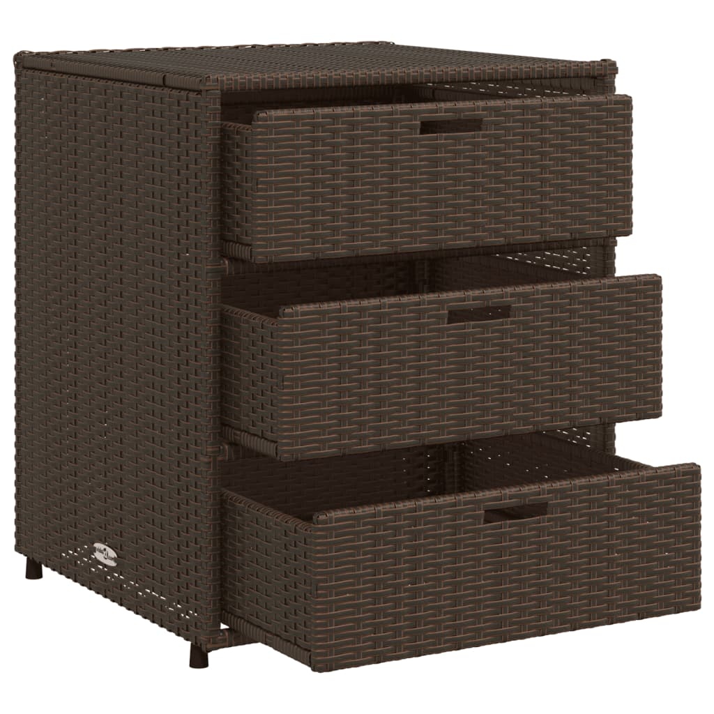 Brown Poly Rattan Garden Storage Cabinet - 55x59x69 cm