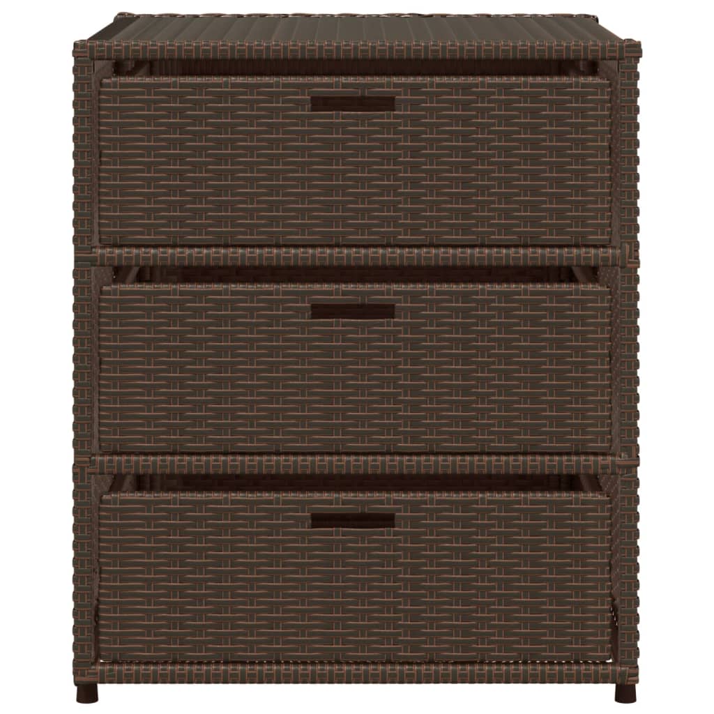 Brown Poly Rattan Garden Storage Cabinet - 55x59x69 cm