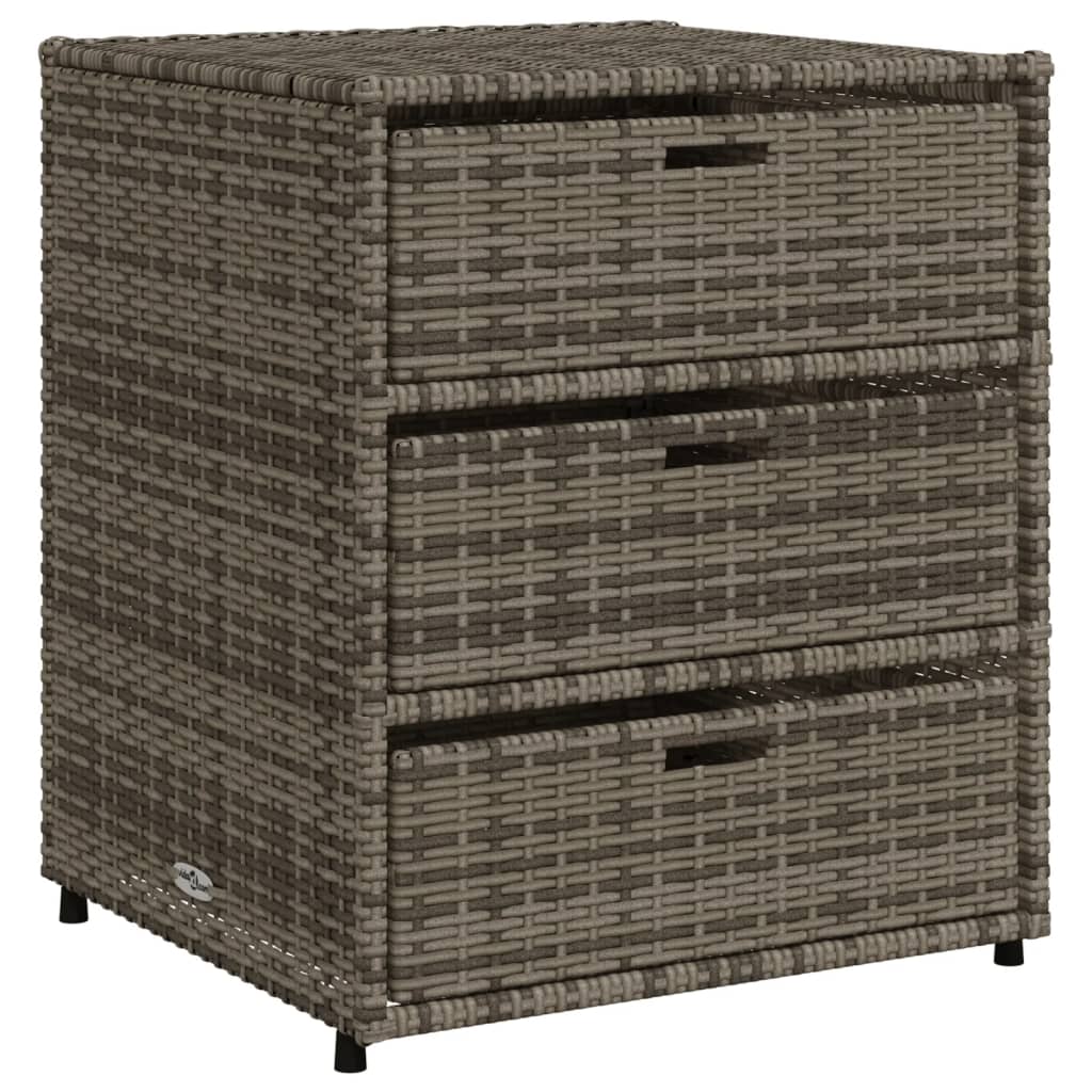 Compact Grey Poly Rattan Garden Storage Cabinet 55x59x69 cm