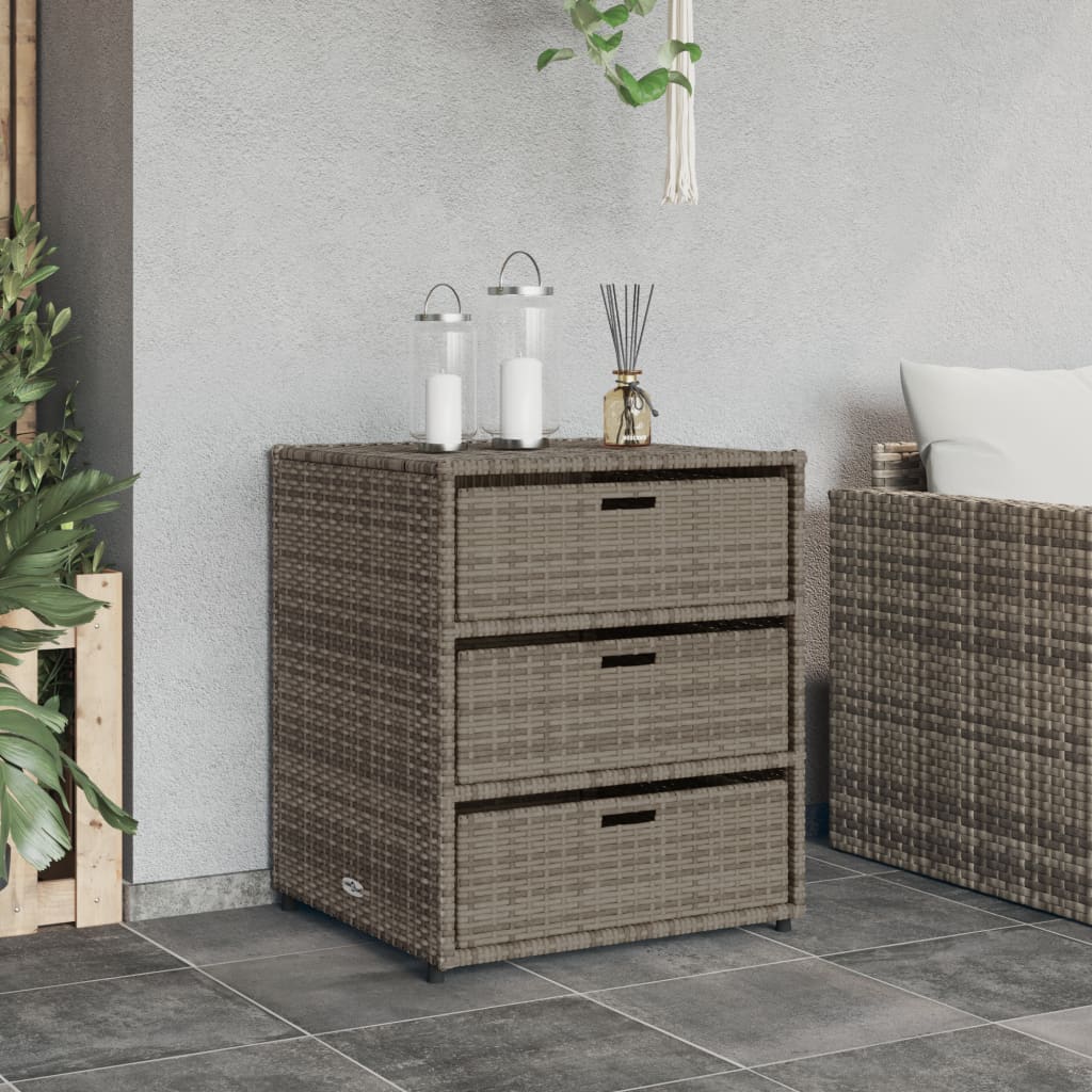 Compact Grey Poly Rattan Garden Storage Cabinet 55x59x69 cm