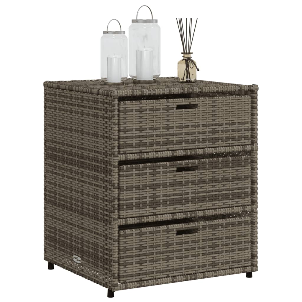 Compact Grey Poly Rattan Garden Storage Cabinet 55x59x69 cm