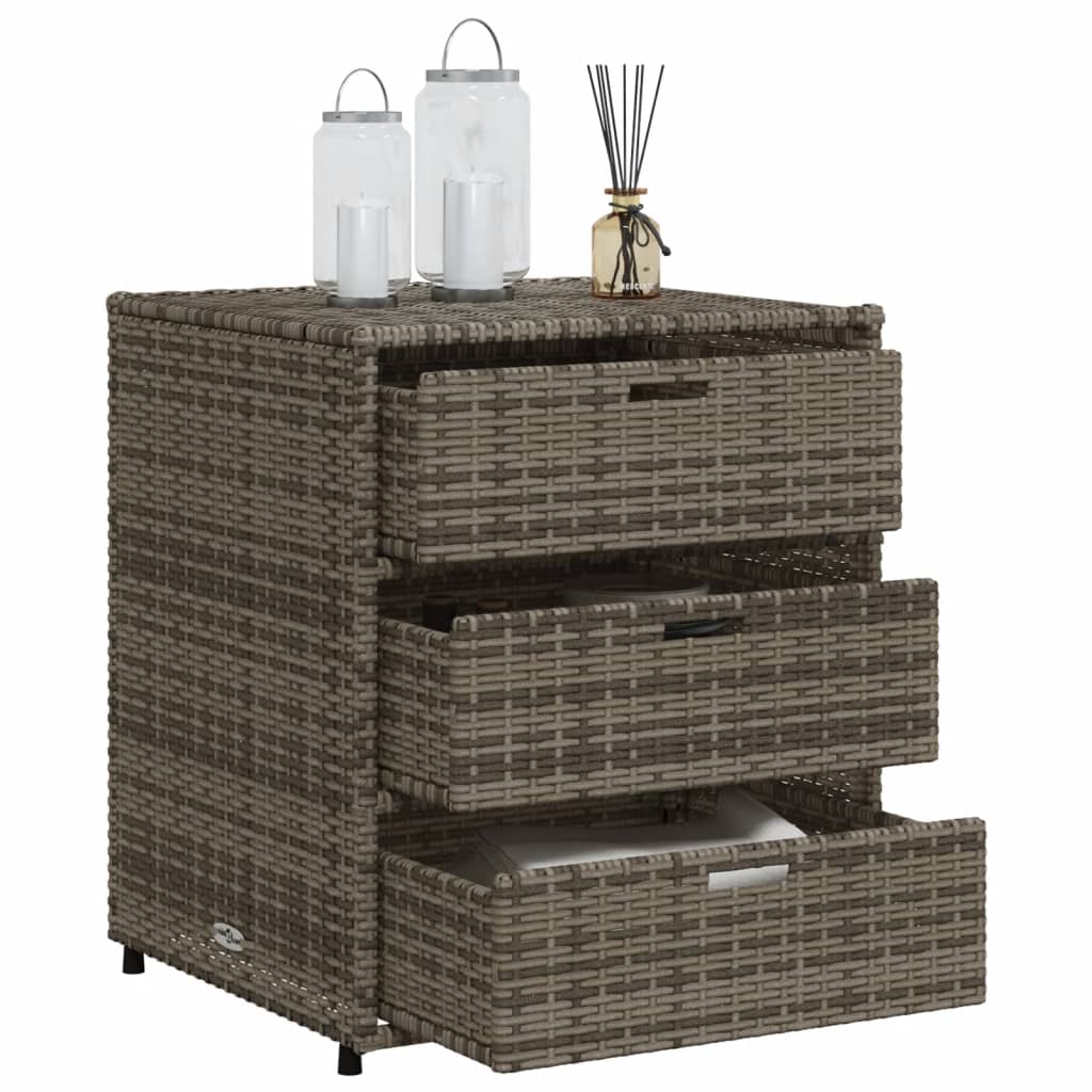 Compact Grey Poly Rattan Garden Storage Cabinet 55x59x69 cm