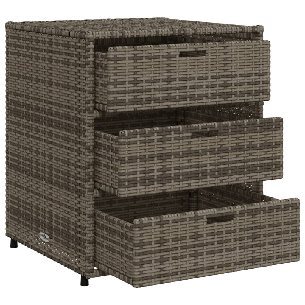 Compact Grey Poly Rattan Garden Storage Cabinet 55x59x69 cm