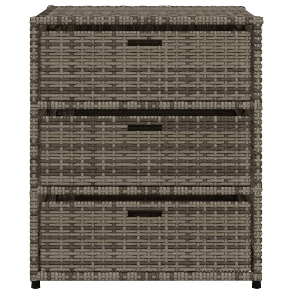 Compact Grey Poly Rattan Garden Storage Cabinet 55x59x69 cm