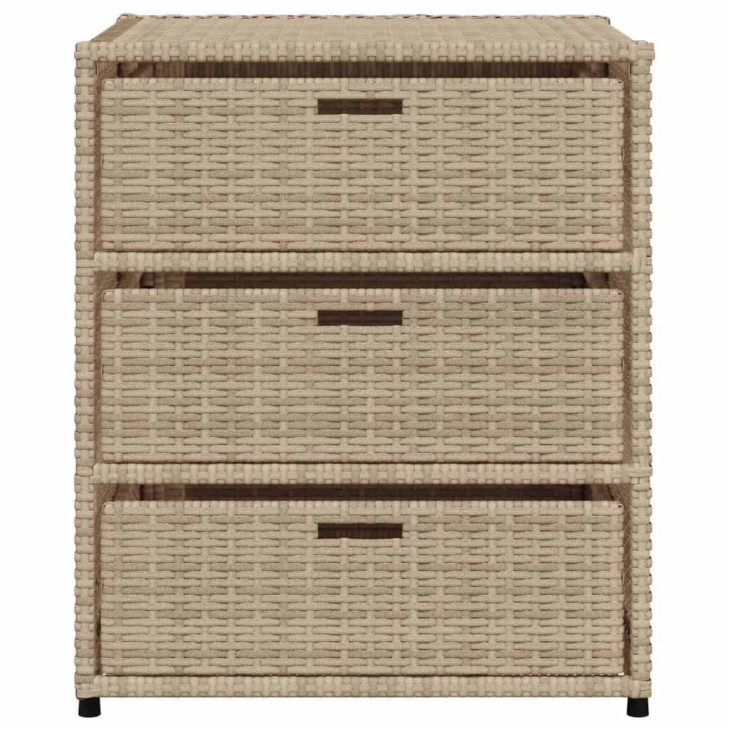 Beige Poly Rattan Garden Storage Cabinet, 55x59x69 cm
