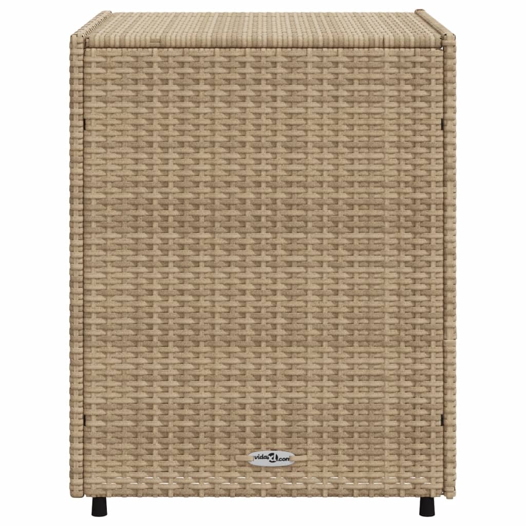 Beige Poly Rattan Garden Storage Cabinet, 55x59x69 cm