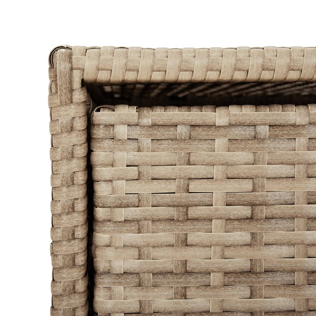 Beige Poly Rattan Garden Storage Cabinet, 55x59x69 cm