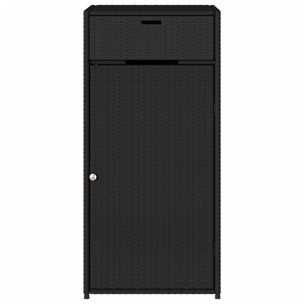 Black Poly Rattan Garden Storage Cabinet 55x55x111 cm