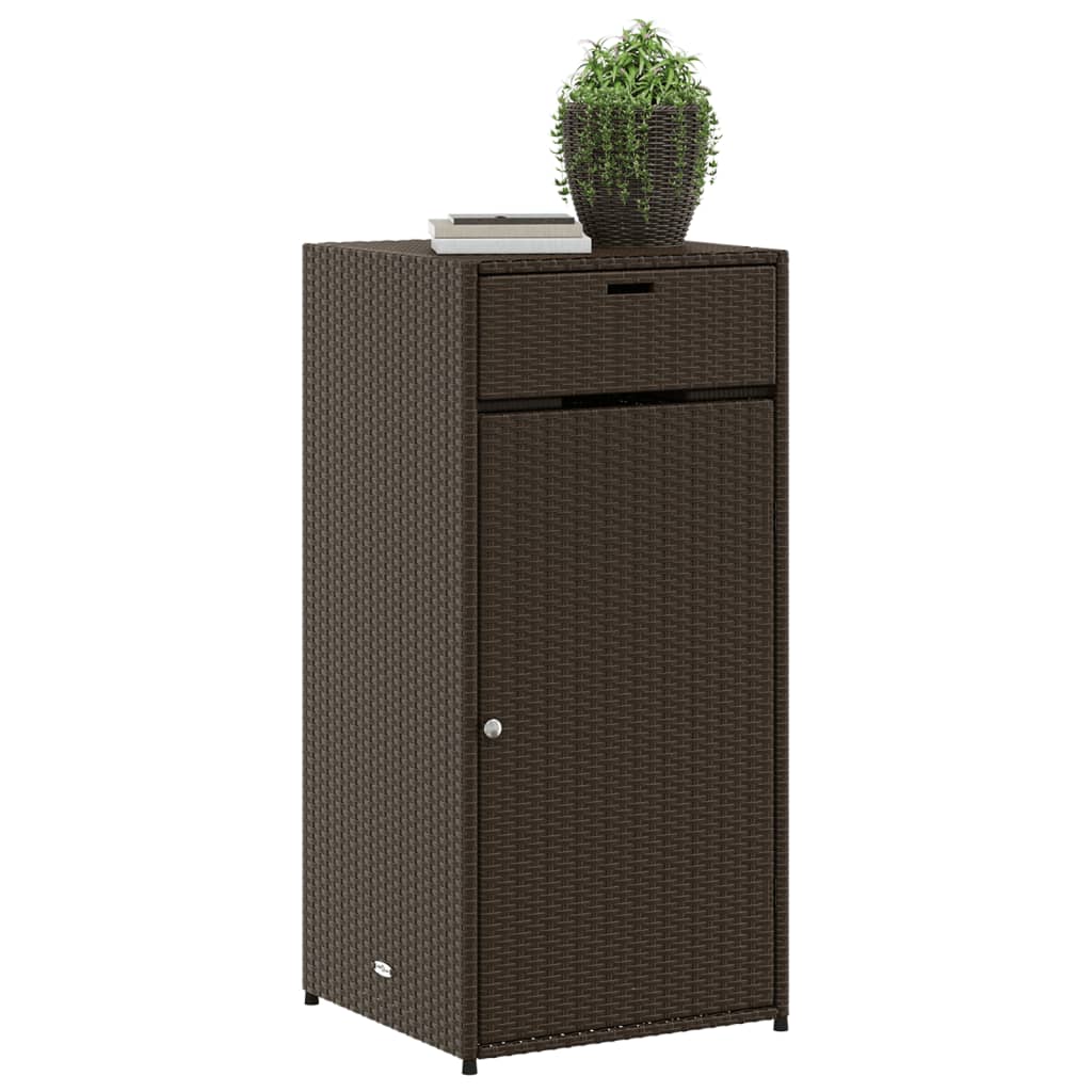 Poly Rattan Garden Storage Cabinet, Brown, 55x55x111 cm