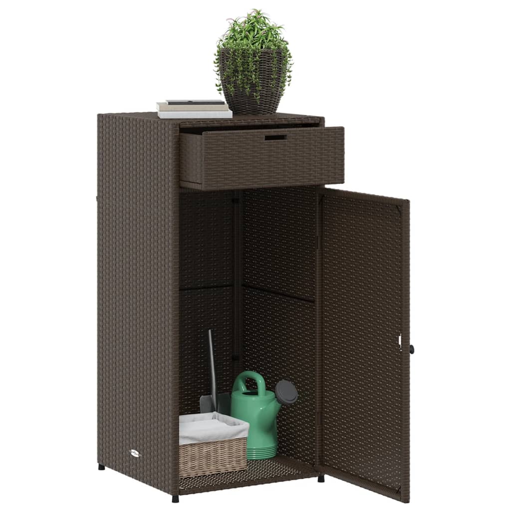 Poly Rattan Garden Storage Cabinet, Brown, 55x55x111 cm