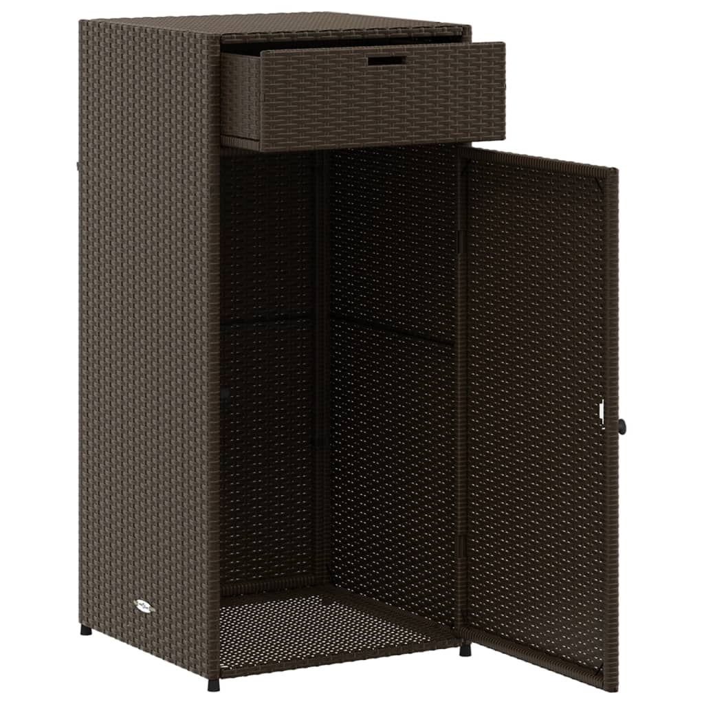 Poly Rattan Garden Storage Cabinet, Brown, 55x55x111 cm
