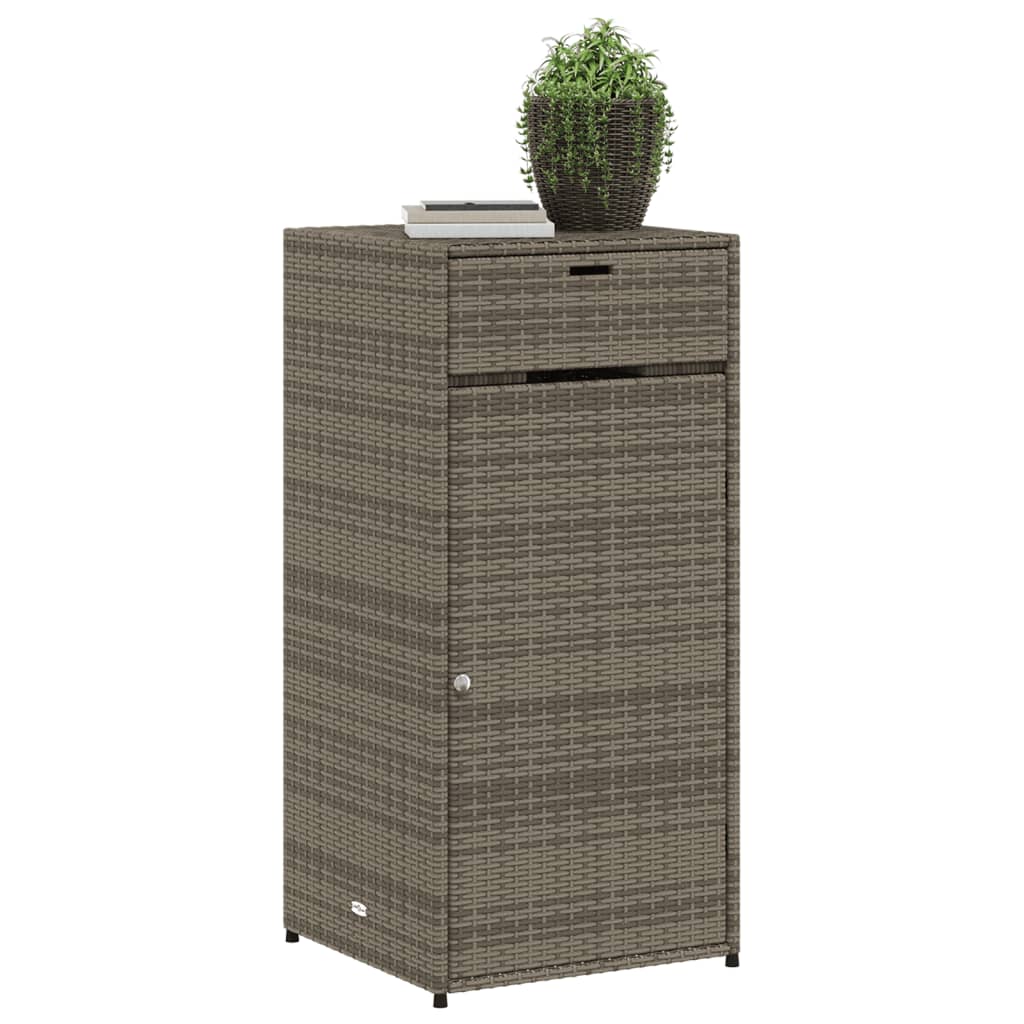 Compact Grey Poly Rattan Garden Storage Cabinet 55x55x111 cm