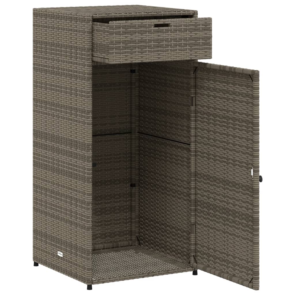 Compact Grey Poly Rattan Garden Storage Cabinet 55x55x111 cm