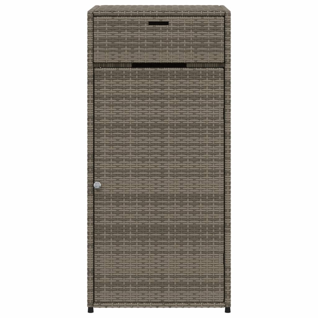 Compact Grey Poly Rattan Garden Storage Cabinet 55x55x111 cm