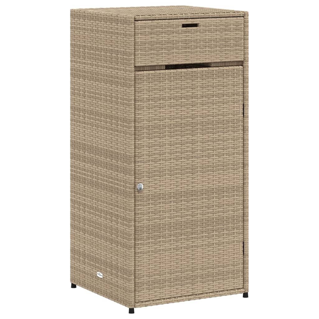 Beige Poly Rattan Garden Storage Cabinet 55x55x111 cm