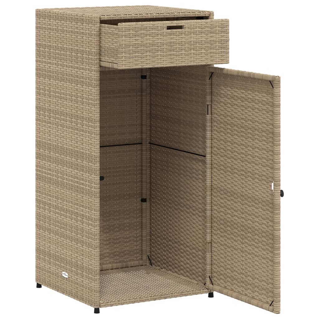 Beige Poly Rattan Garden Storage Cabinet 55x55x111 cm