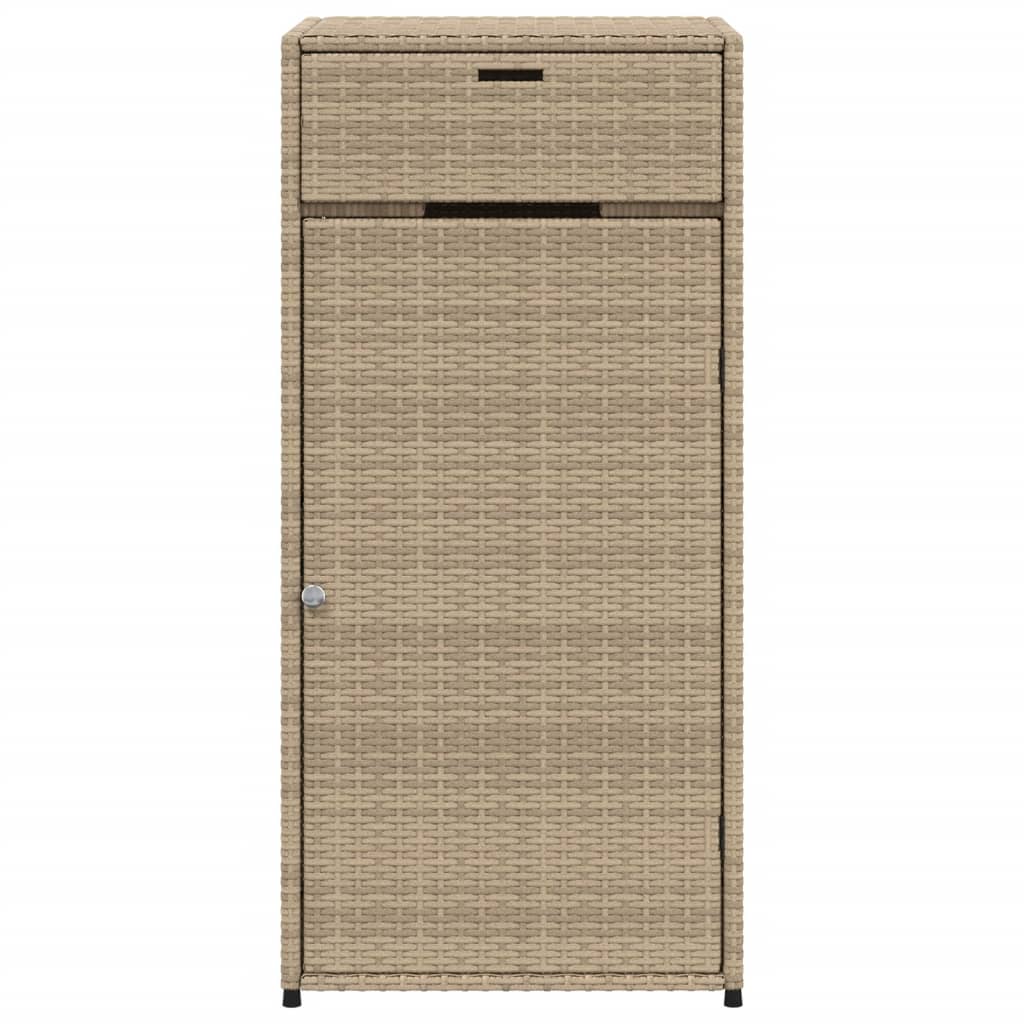 Beige Poly Rattan Garden Storage Cabinet 55x55x111 cm