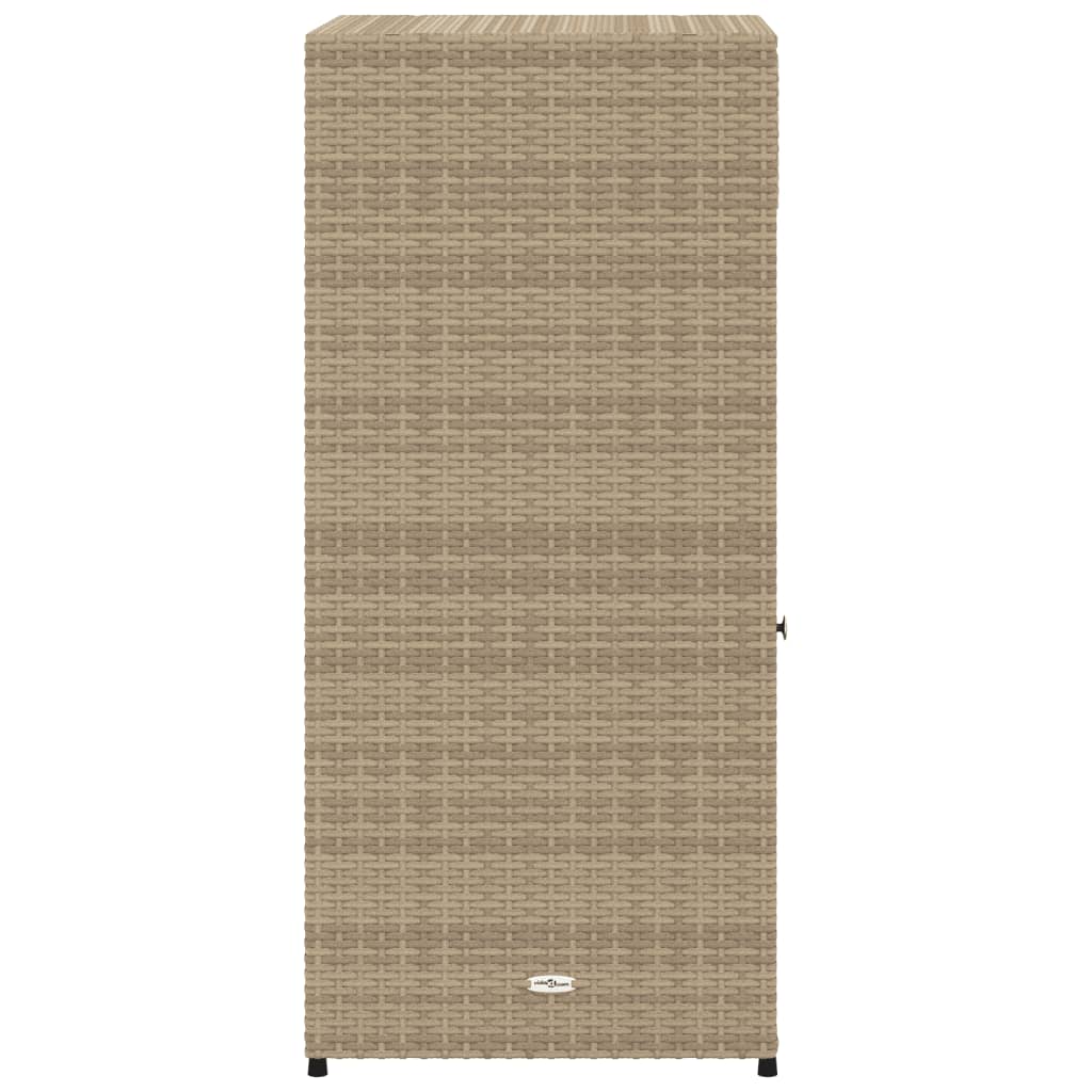 Beige Poly Rattan Garden Storage Cabinet 55x55x111 cm