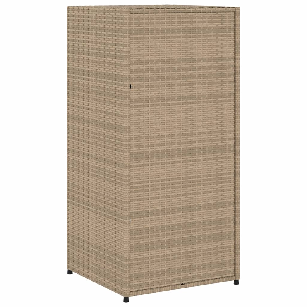 Beige Poly Rattan Garden Storage Cabinet 55x55x111 cm