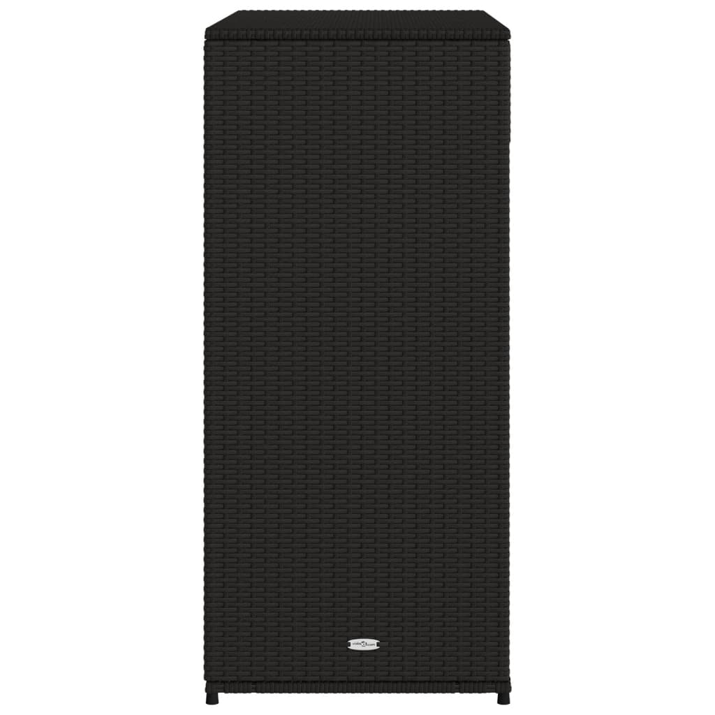 Black Poly Rattan Garden Storage Cabinet 105x55x113 cm