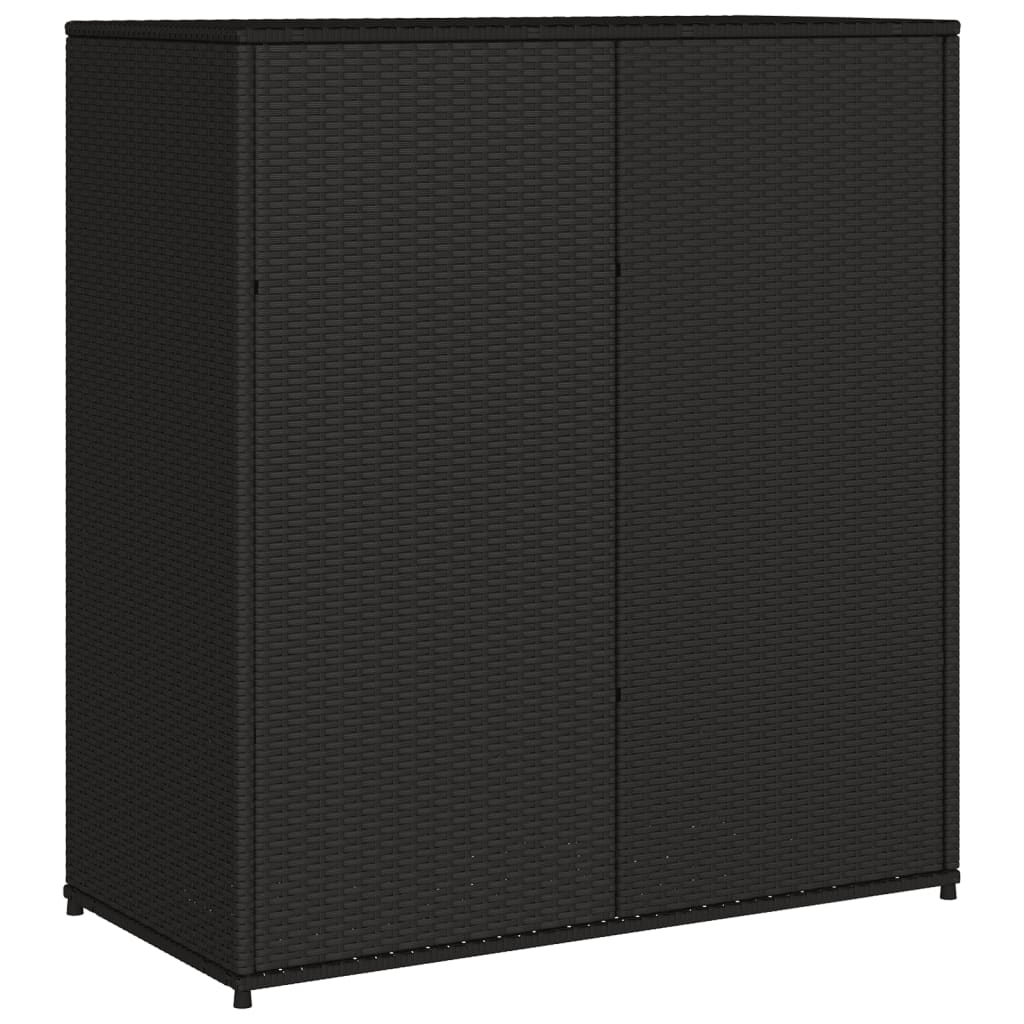 Black Poly Rattan Garden Storage Cabinet 105x55x113 cm