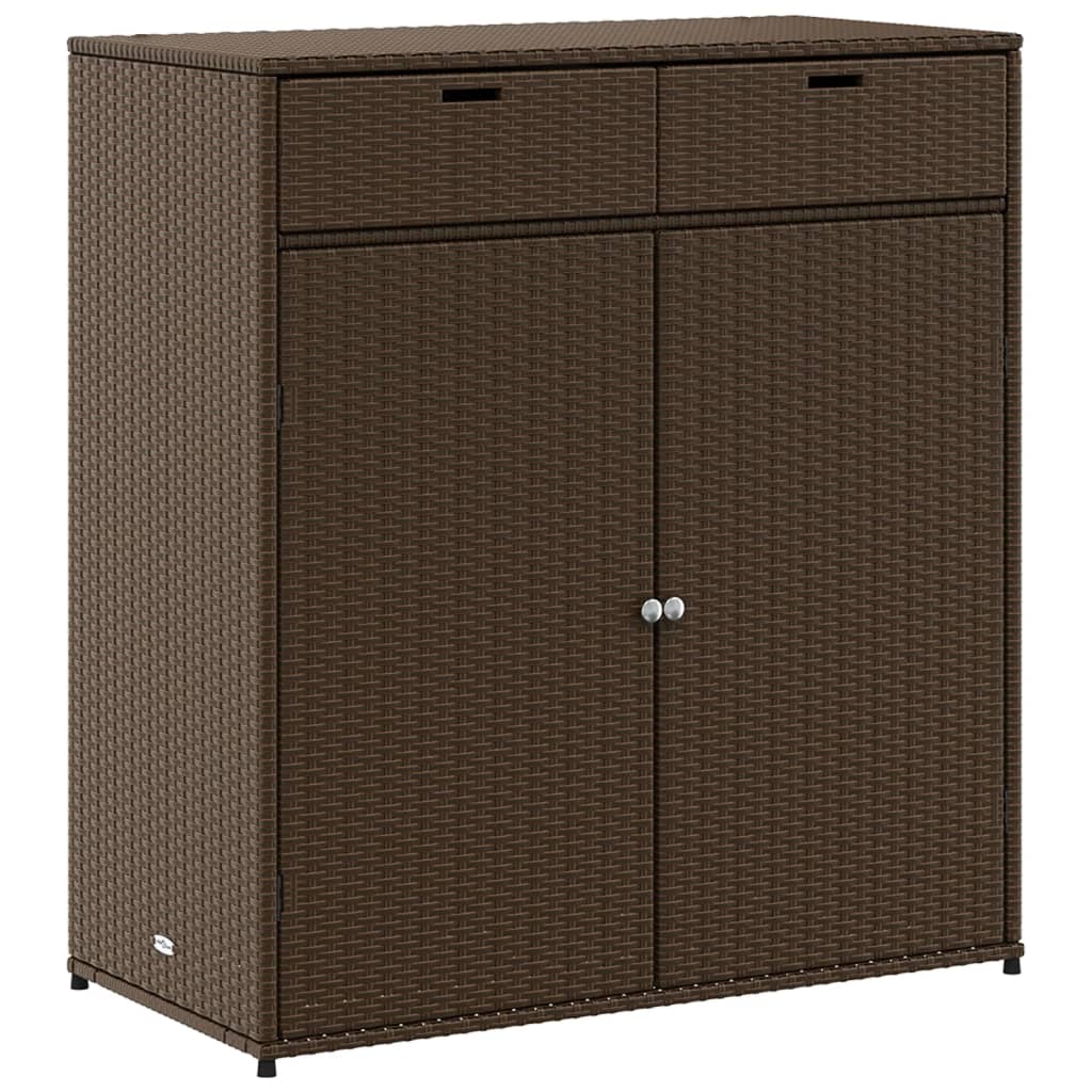 Outdoor Garden Storage Cabinet - Brown Poly Rattan, 105x55x113 cm