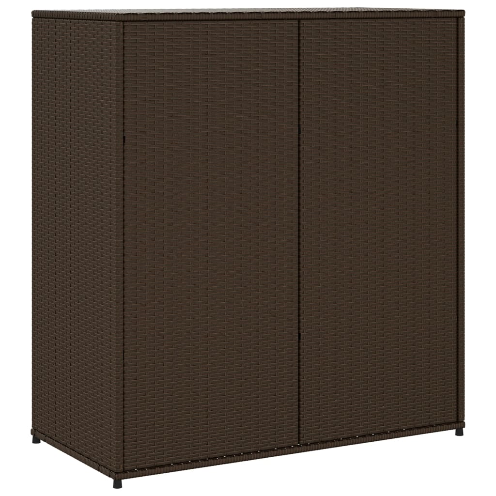 Outdoor Garden Storage Cabinet - Brown Poly Rattan, 105x55x113 cm