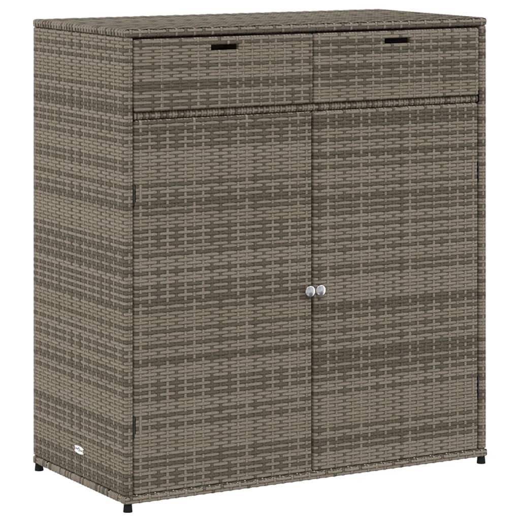 Poly Rattan Garden Storage Cabinet, Grey, 105x55x113 cm